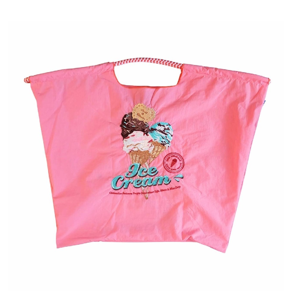 Ball＆Chain 刺繡環保購物袋 L號 - 粉 (30116335)