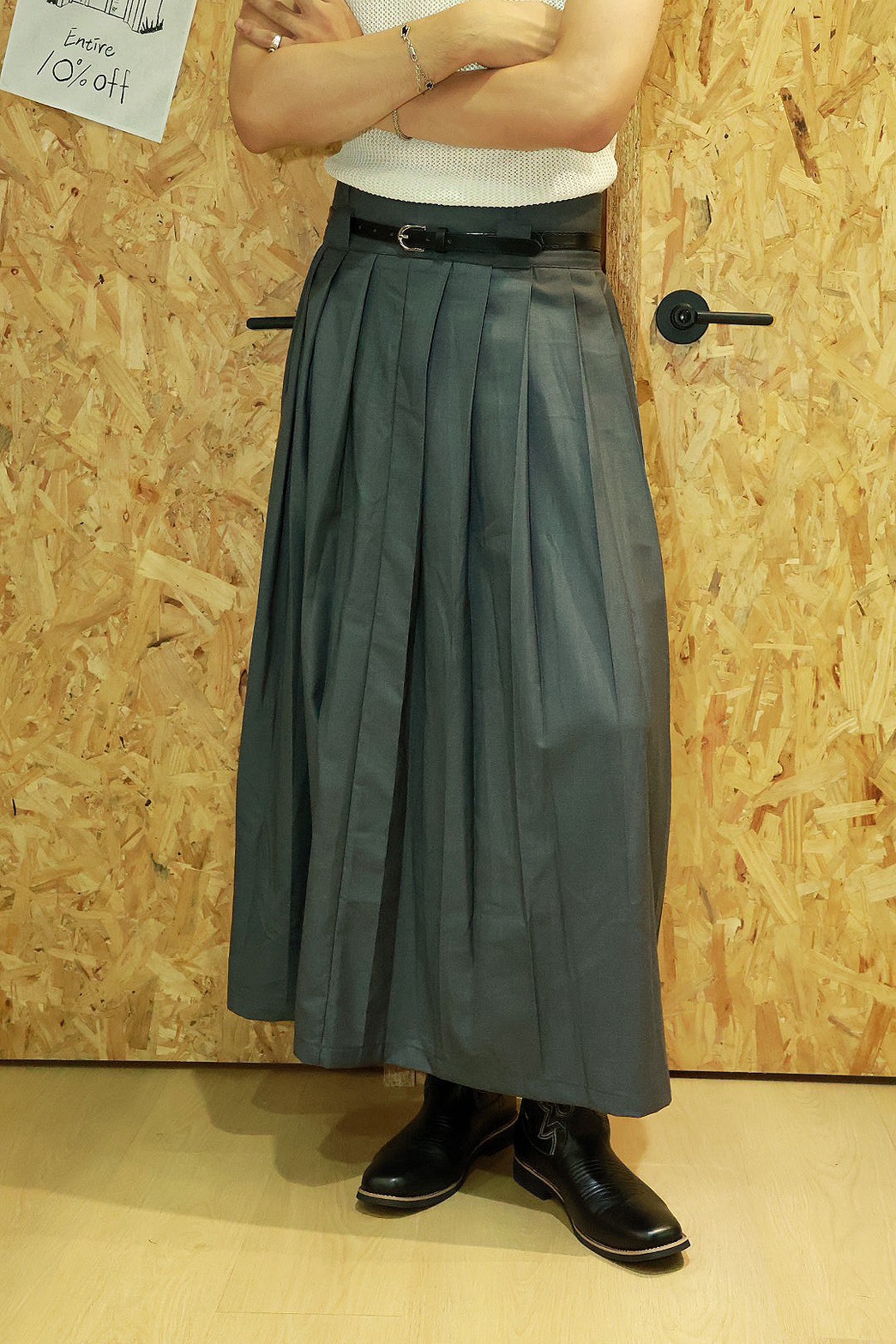 設計款 西裝 百褶 男女可穿 #長裙