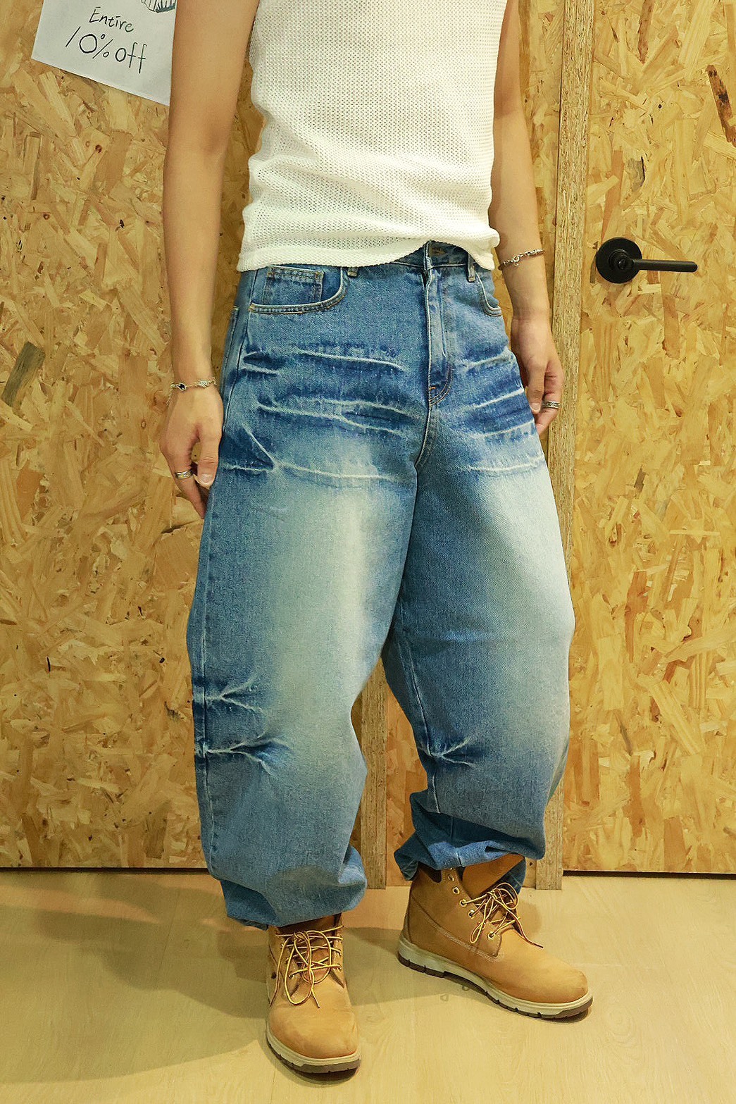 裂紋 刷色 暈染 長褲ˋ#牛仔褲