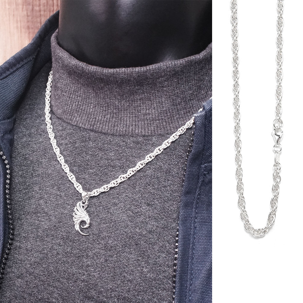 雙扣圓圈鍊(3.0mm寬鍊) 925純銀鍊子 男生項鍊 中性 客製長度(不含墜子)