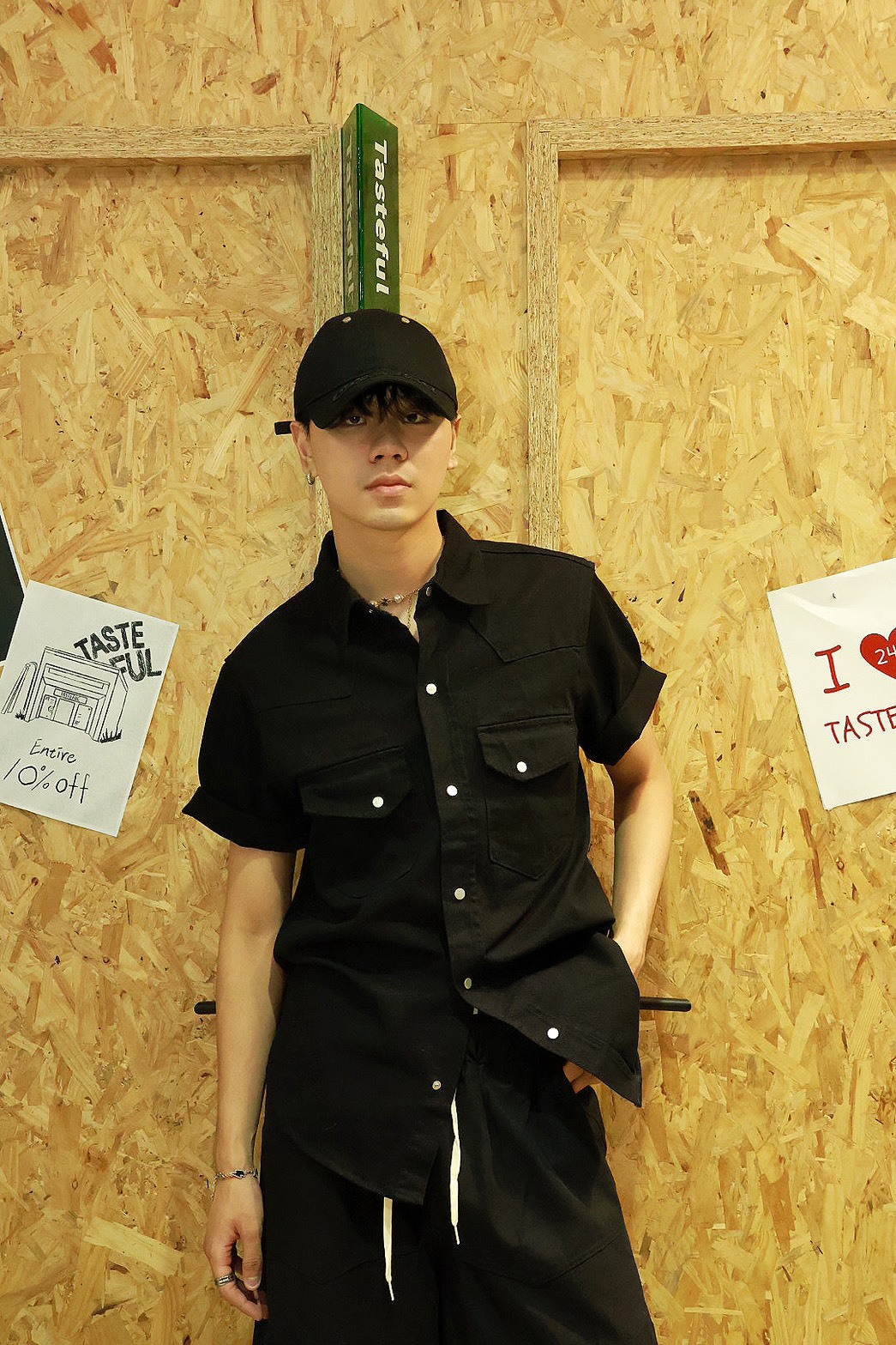 雙口袋 釦子 牛仔版型 短袖 #外套