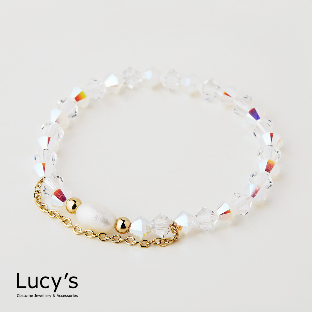 KIDS 兒童系列｜珍珠水晶 兒童彈性手鍊 (三色) (126314/126315/126316)