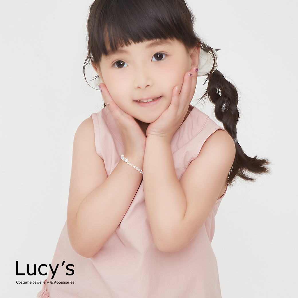 KIDS 兒童系列｜珍珠水晶 兒童彈性手鍊 (三色) (126314/126315/126316)