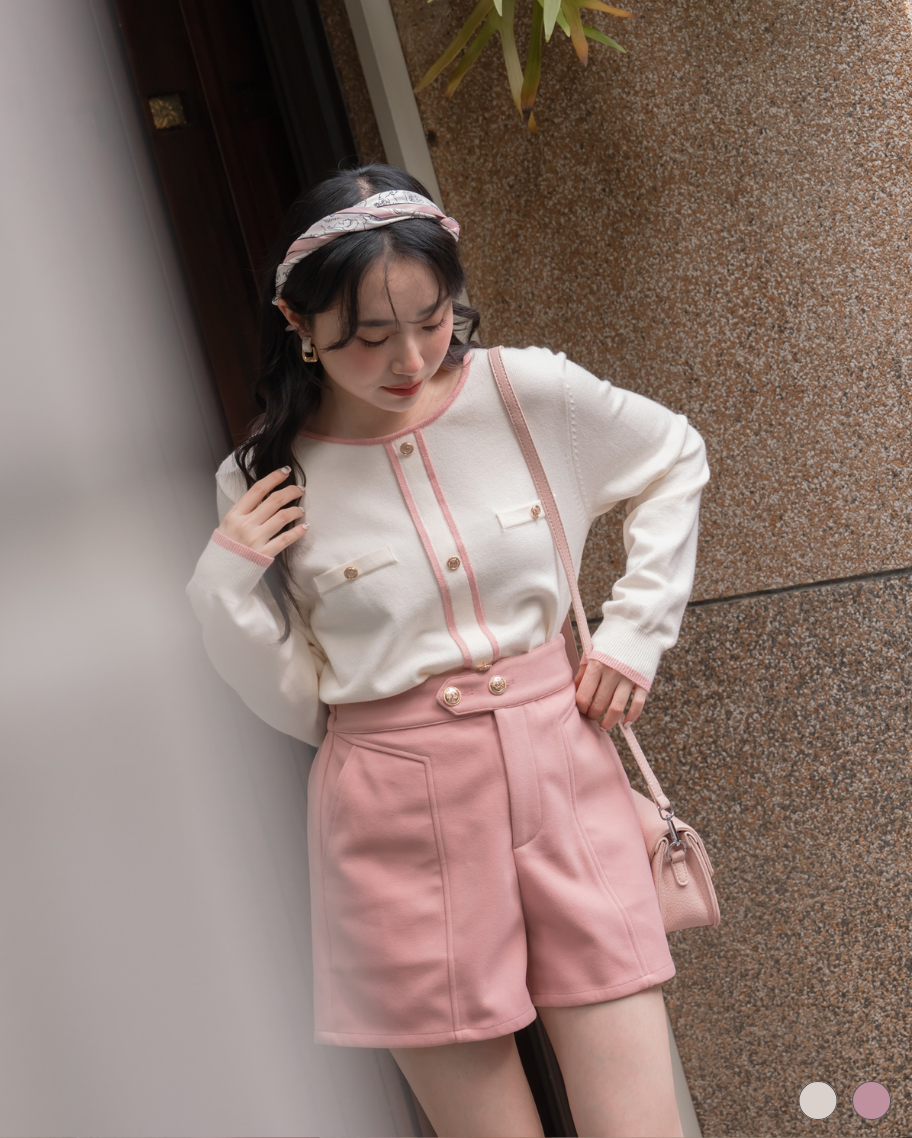 質感雙釦毛呢短褲