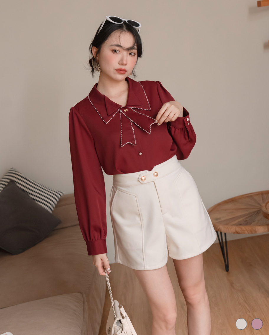 質感雙釦毛呢短褲