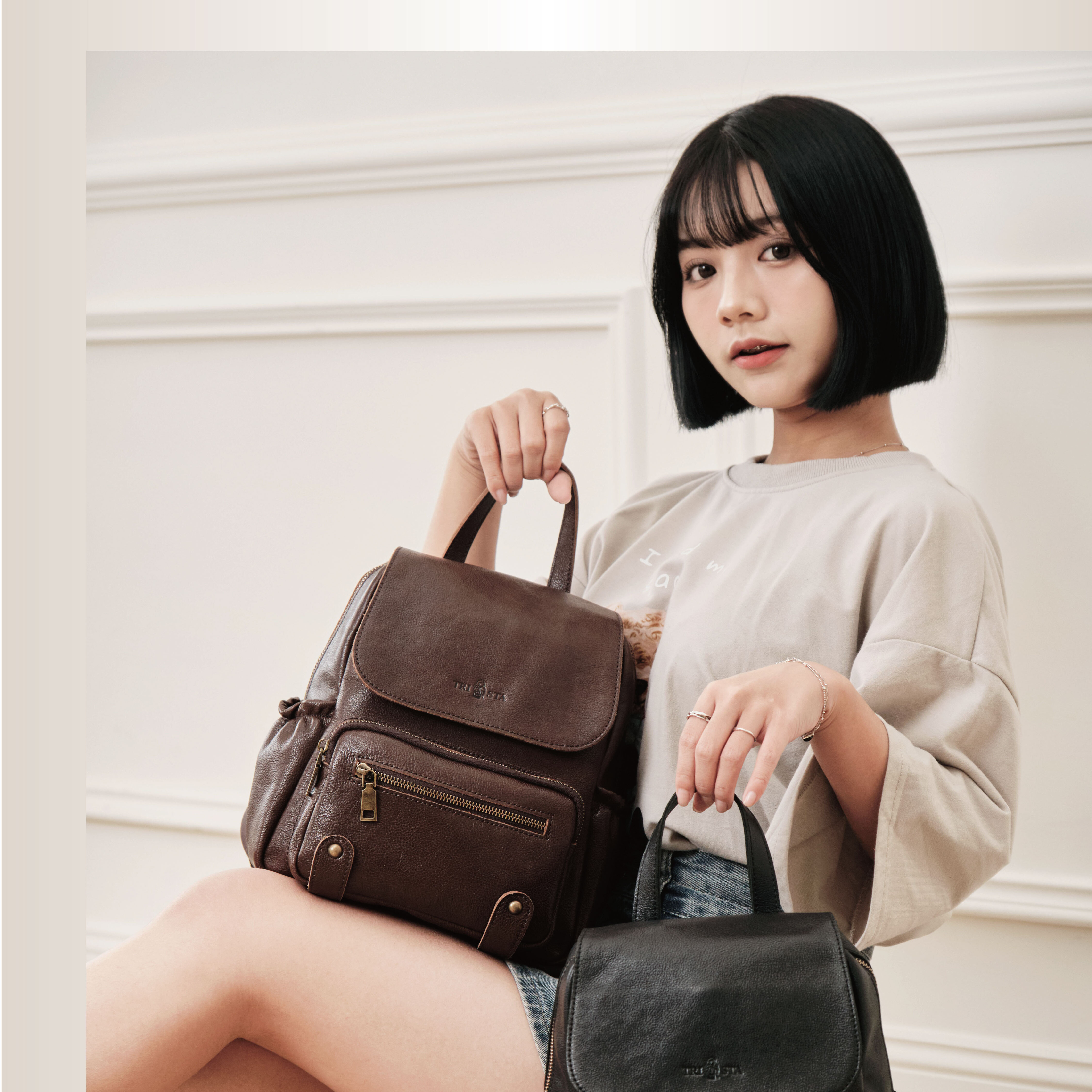 氣質皮革背上身，時髦又不張揚