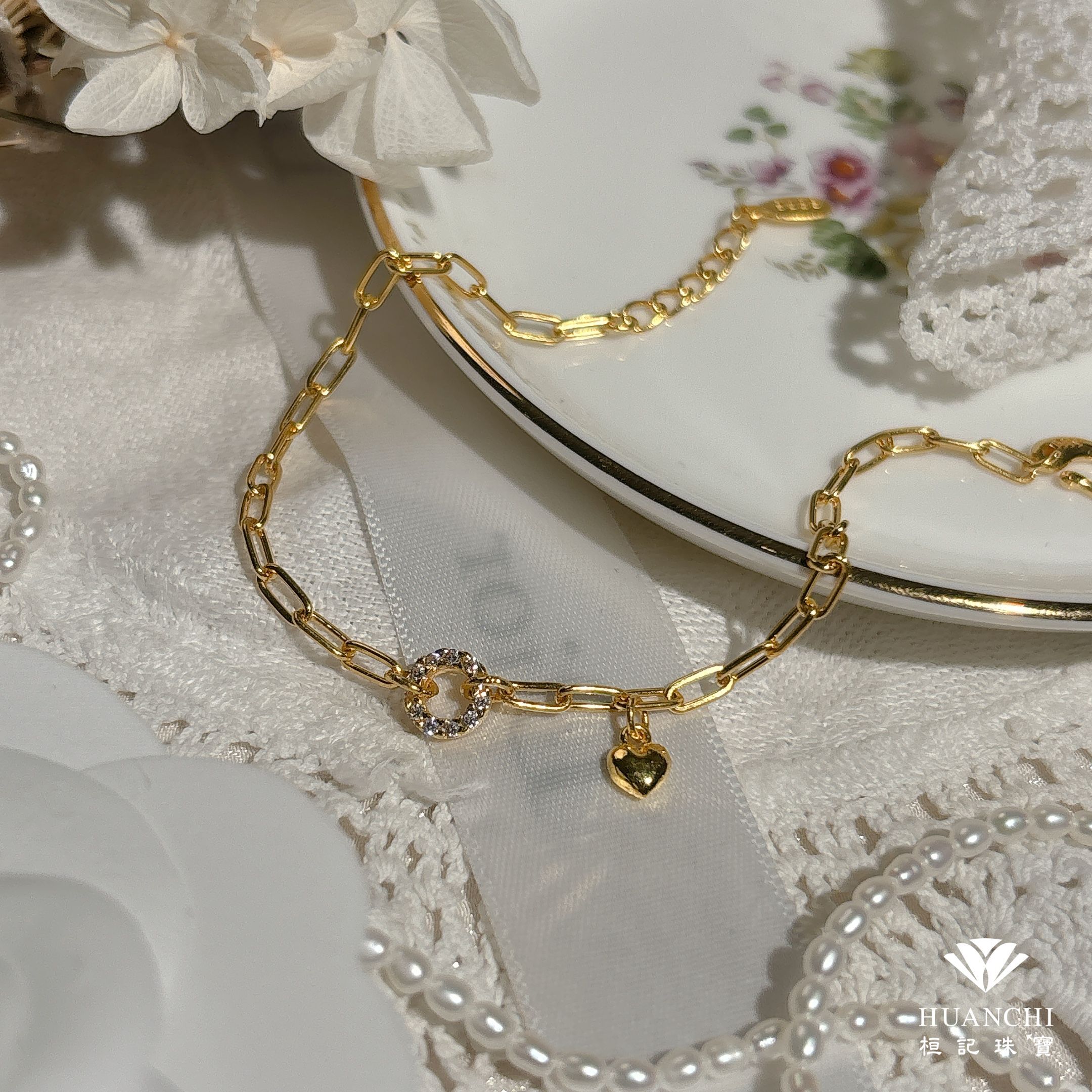圈住緣分(細版) 黃金手鍊