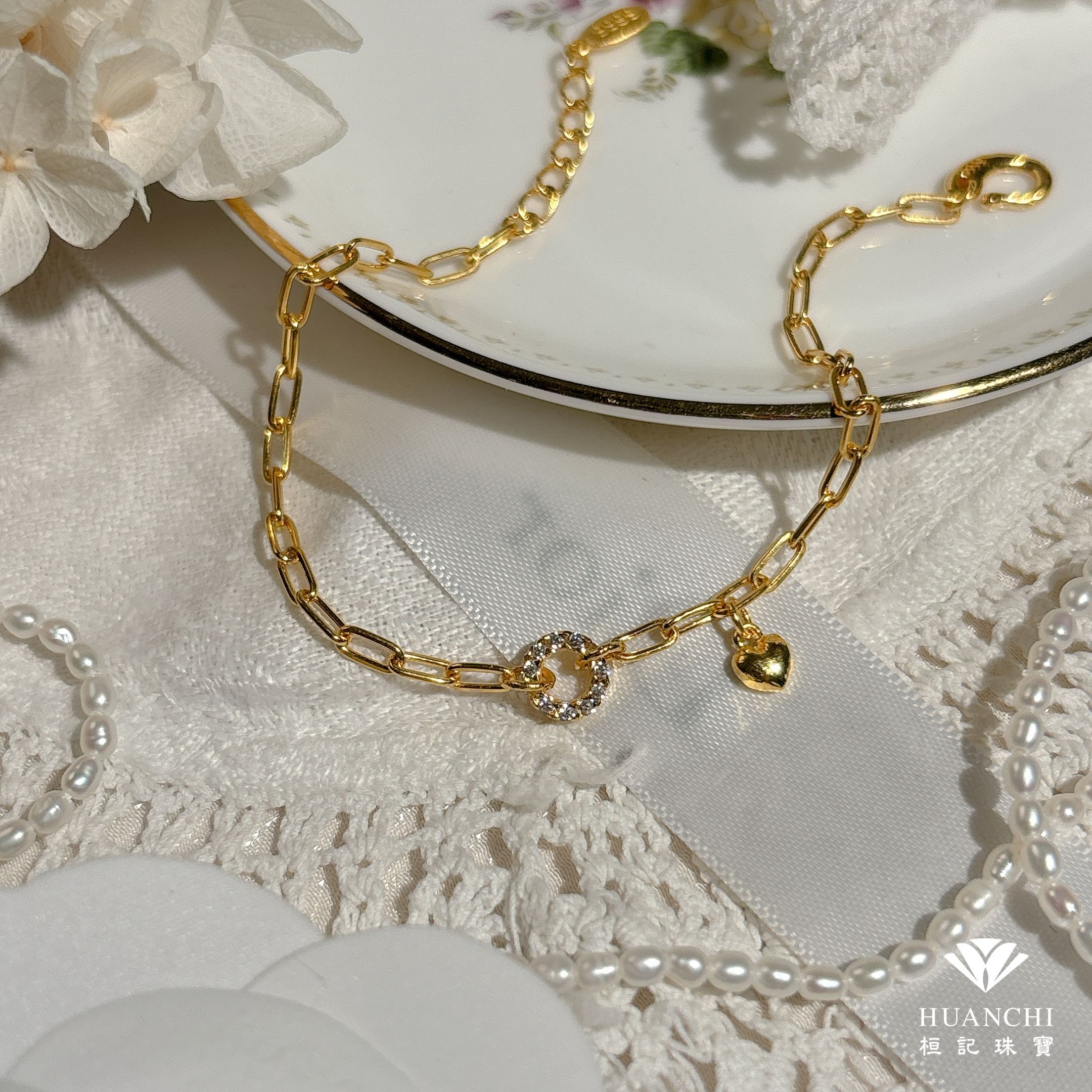 圈住緣分(細版) 黃金手鍊