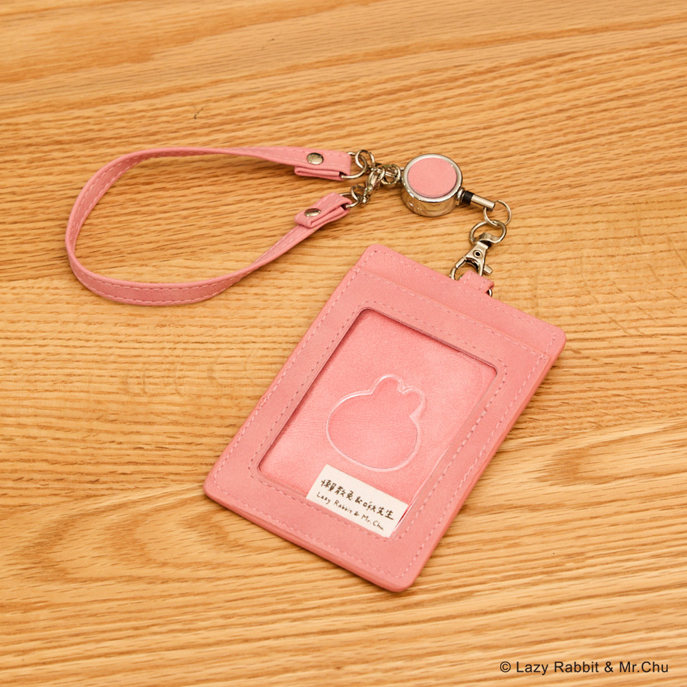 懶散兔與啾先生-皮革Q毛票卡夾(櫻桃)