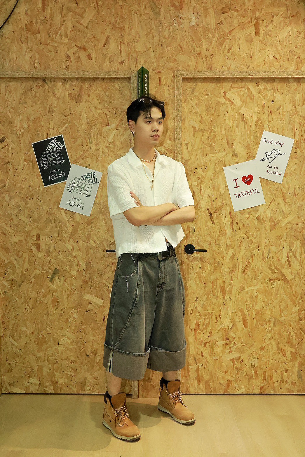 小香風 不收邊 寬短版 短袖 #襯衫