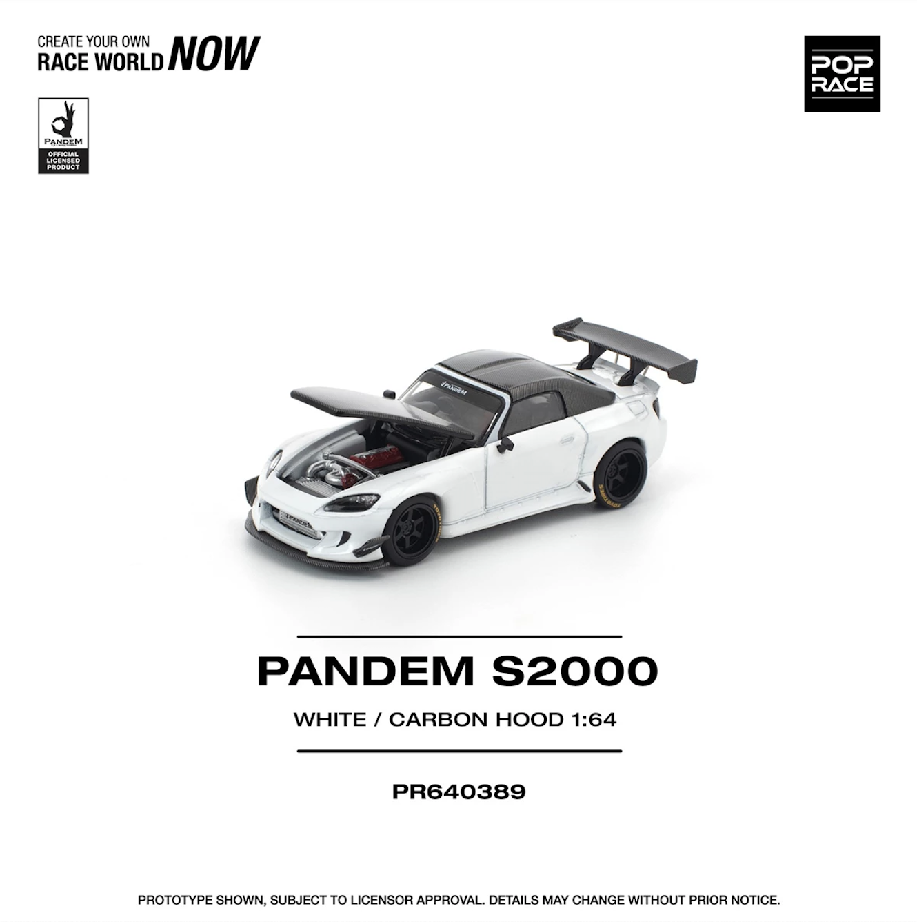 【預訂】Pop Race 1/64 Pandem S2000 Softtop White Tooling (PR640389)