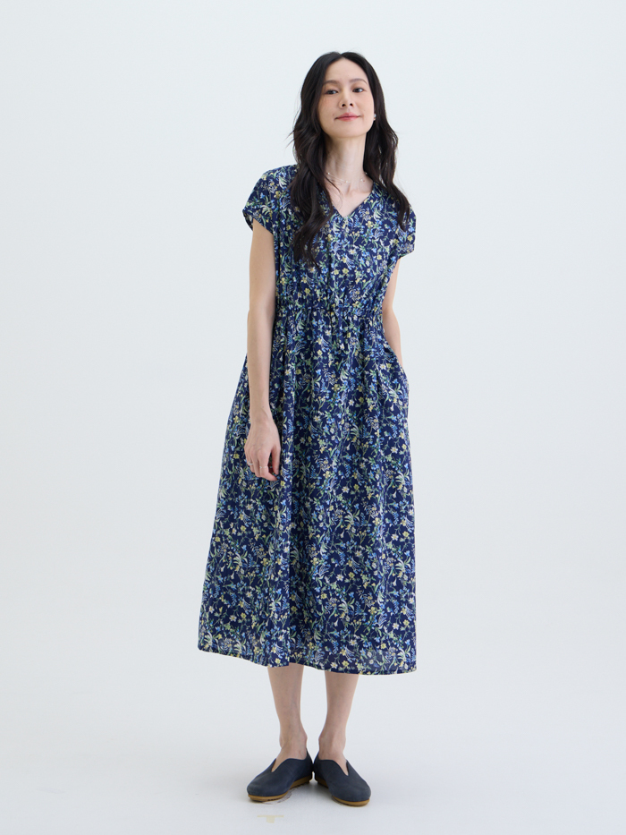 印象V領連袖洋裝-星夜花田