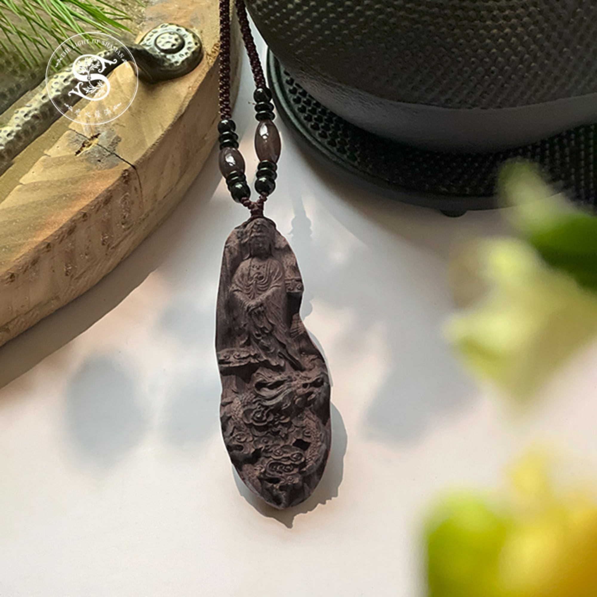 稀有難得聖物 寮國雷劈降真木手工製作雷劈降真木 觀音佛像飾品吊牌