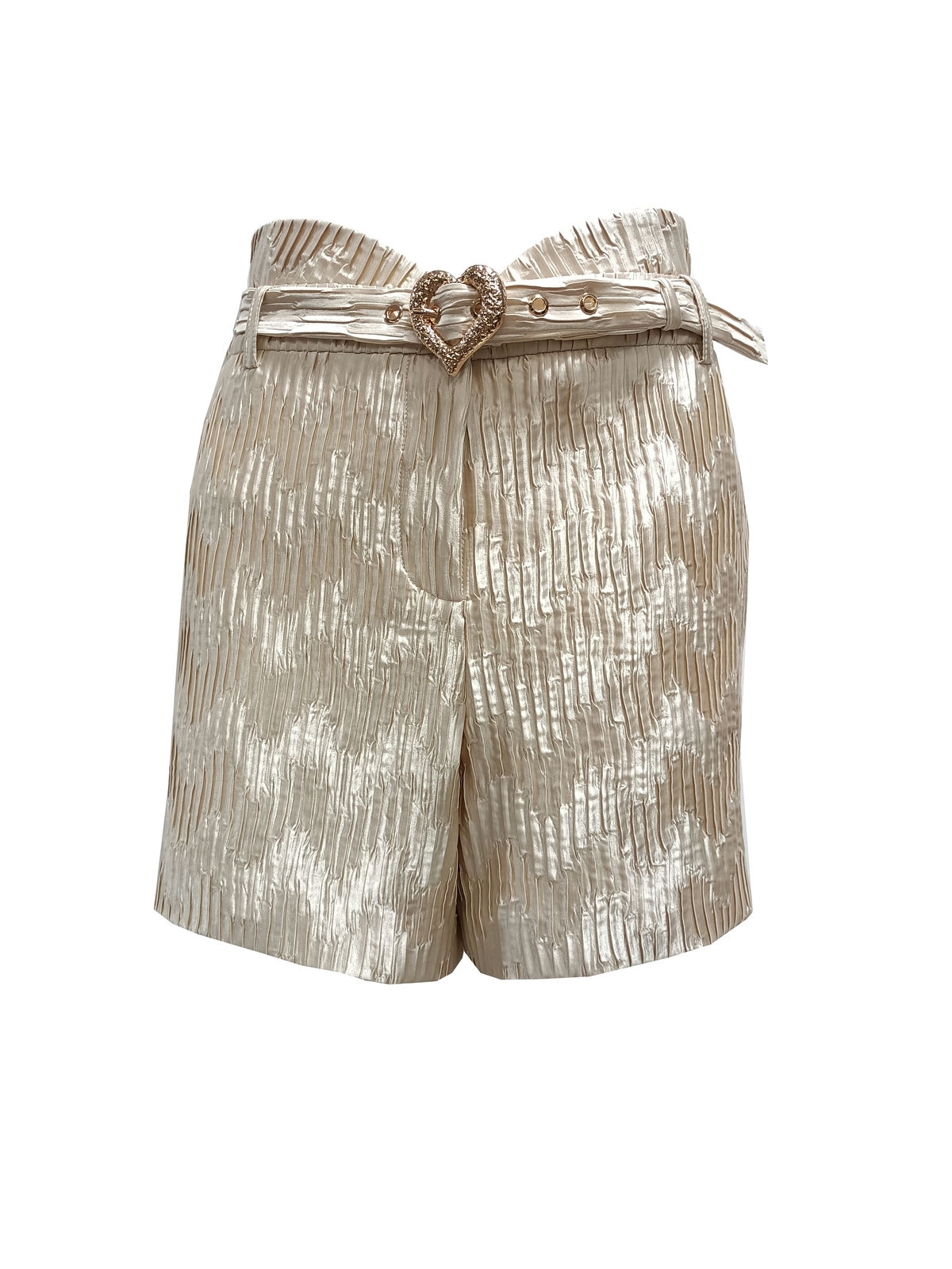 BC1EE130B1 法式生活愛心弧度壓褶短褲 (附本布腰帶)