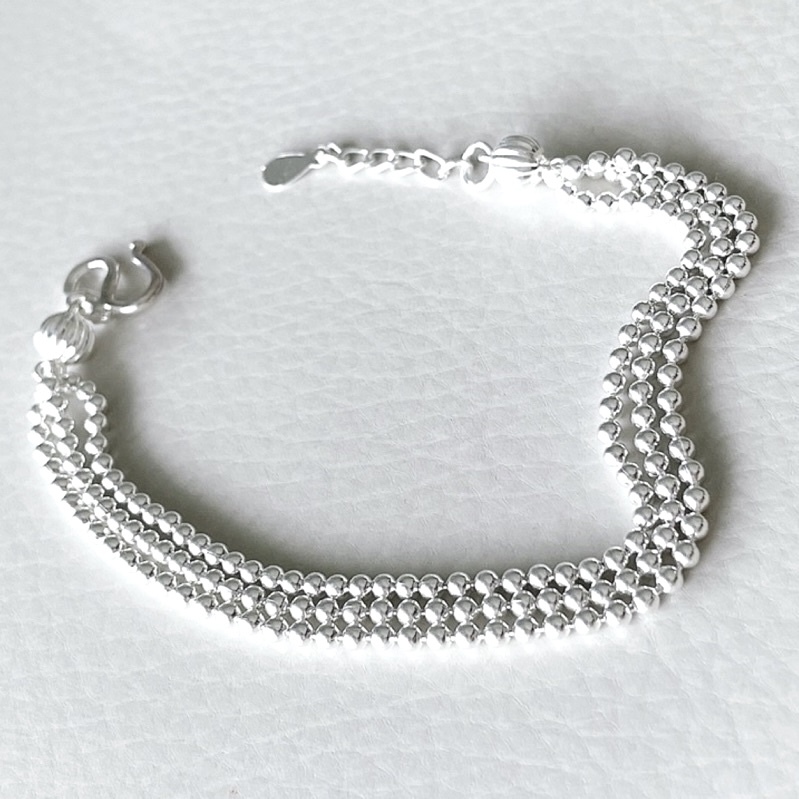 三串珠足銀珠手鍊