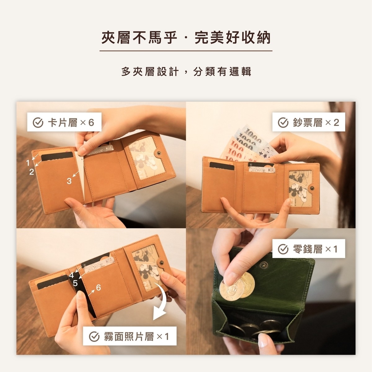多卡層設計，卡片、鈔票、零錢各就各位