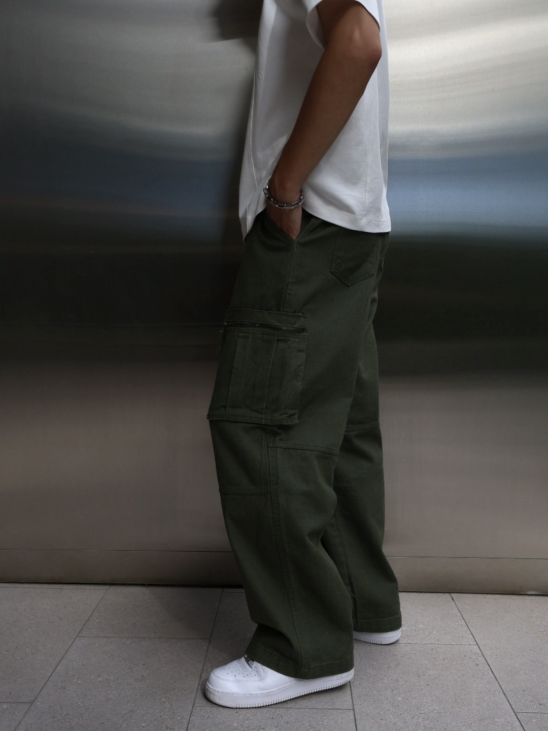 [1atm] 位移-拉鍊口袋工作褲