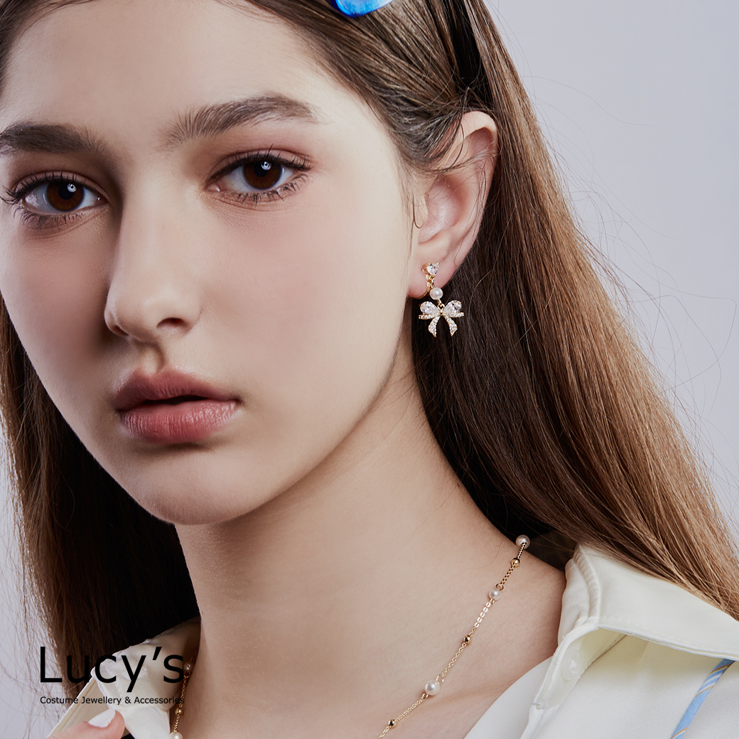 珍愛蝴蝶結 夾式耳環 (三色) (123406/123407/123408)