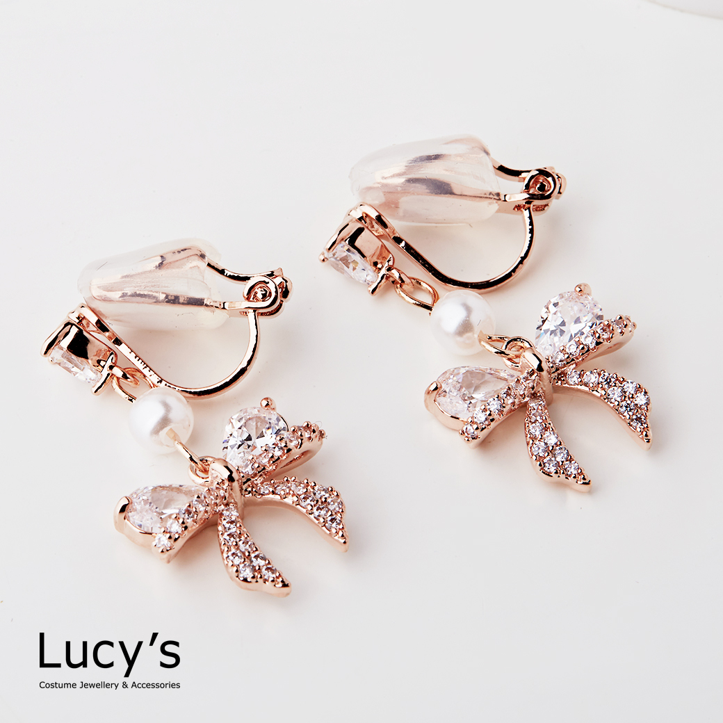 珍愛蝴蝶結 夾式耳環 (三色) (123406/123407/123408)