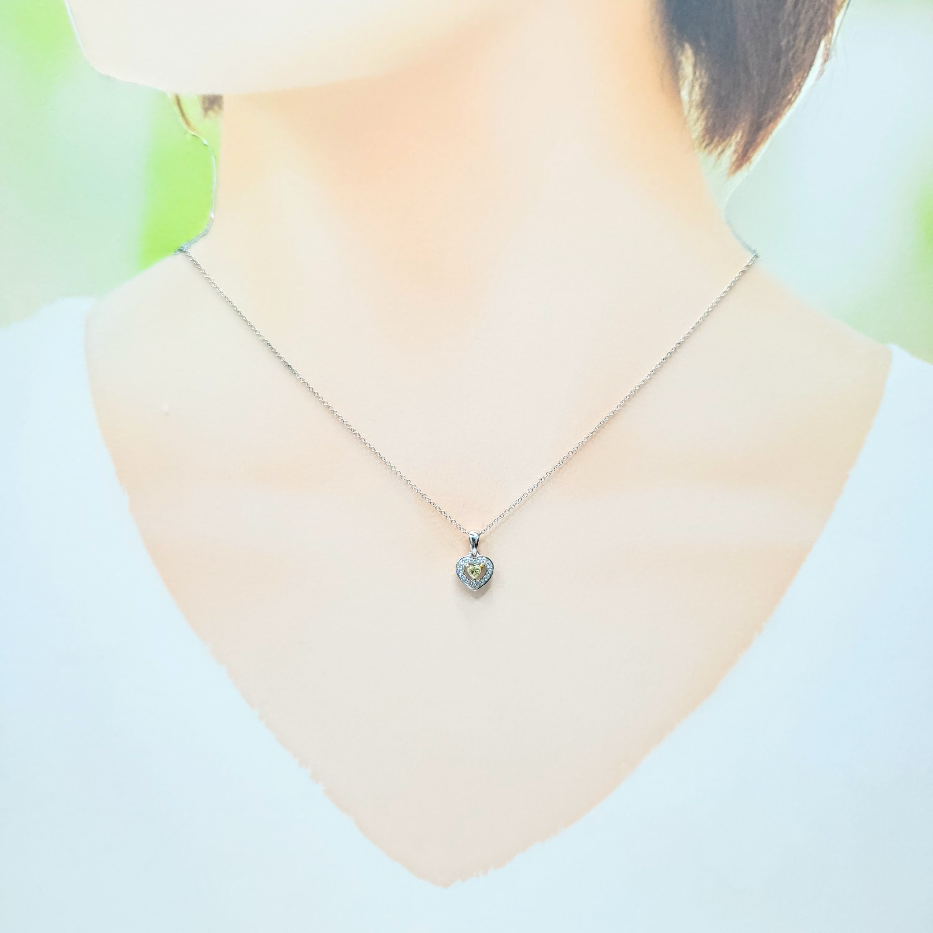 18K Gold 0.14ct Fancy Yellow Heart Shaped Diamond Pendant