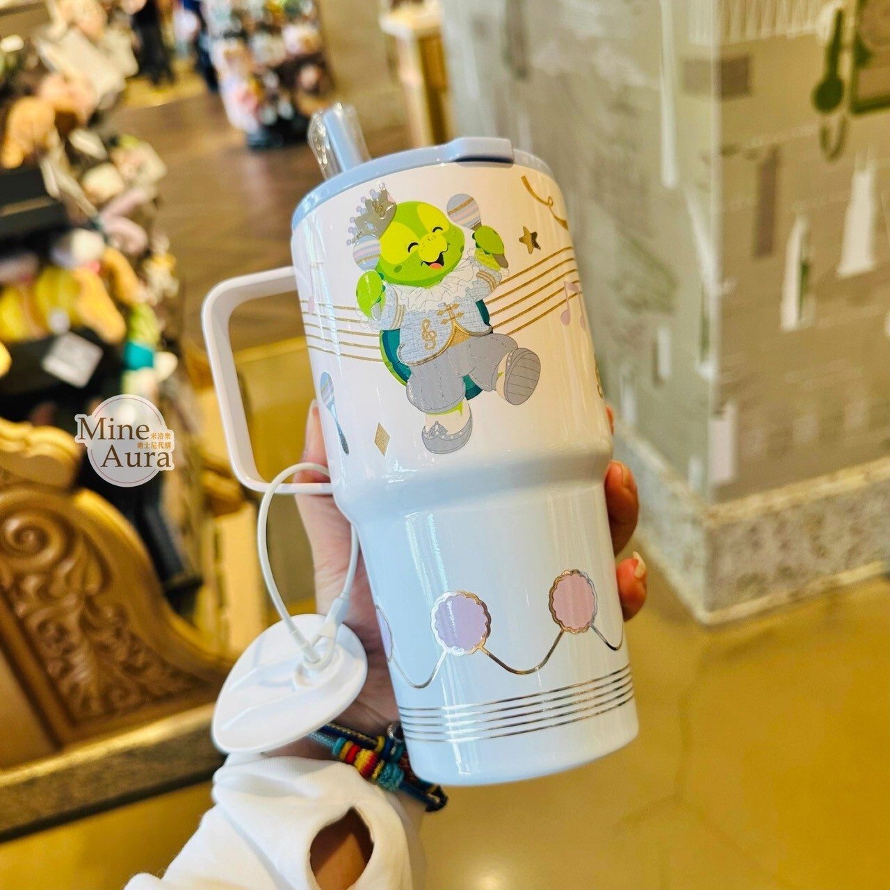夢幻慶典系列 奧樂米拉 海龜 OluMel 圖案 不鏽鋼 吸管 水杯 -上海迪士尼樂園