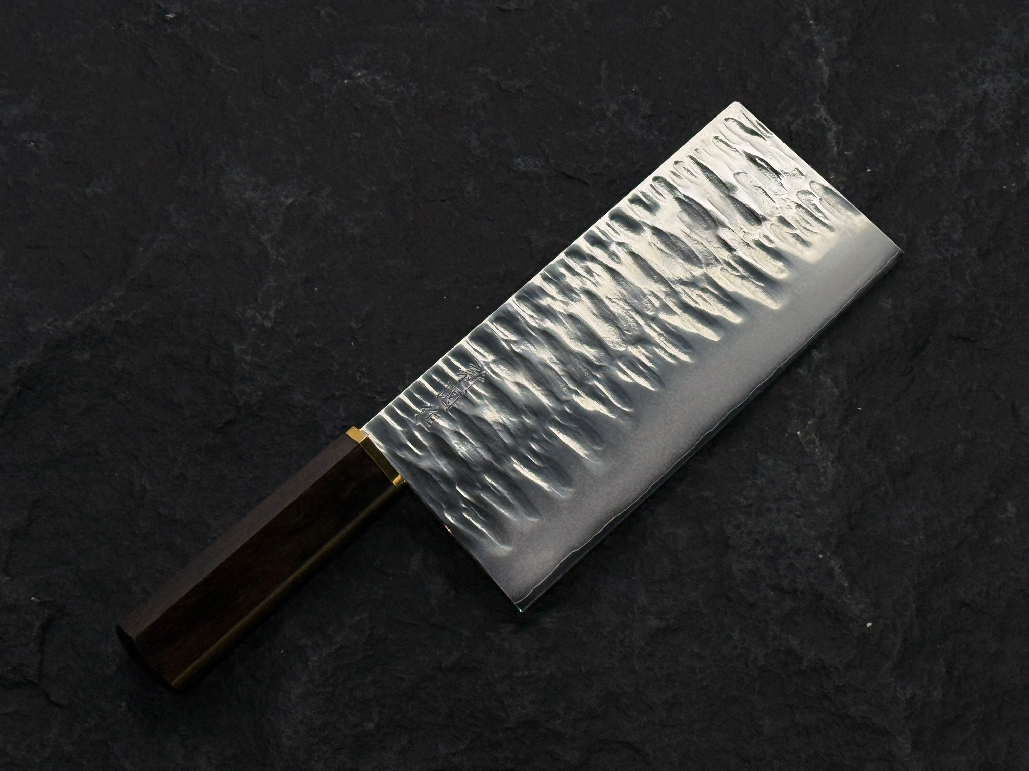 新国作 鍛造 銀三鋼 槌目 中式 文武刀 黑檀柄