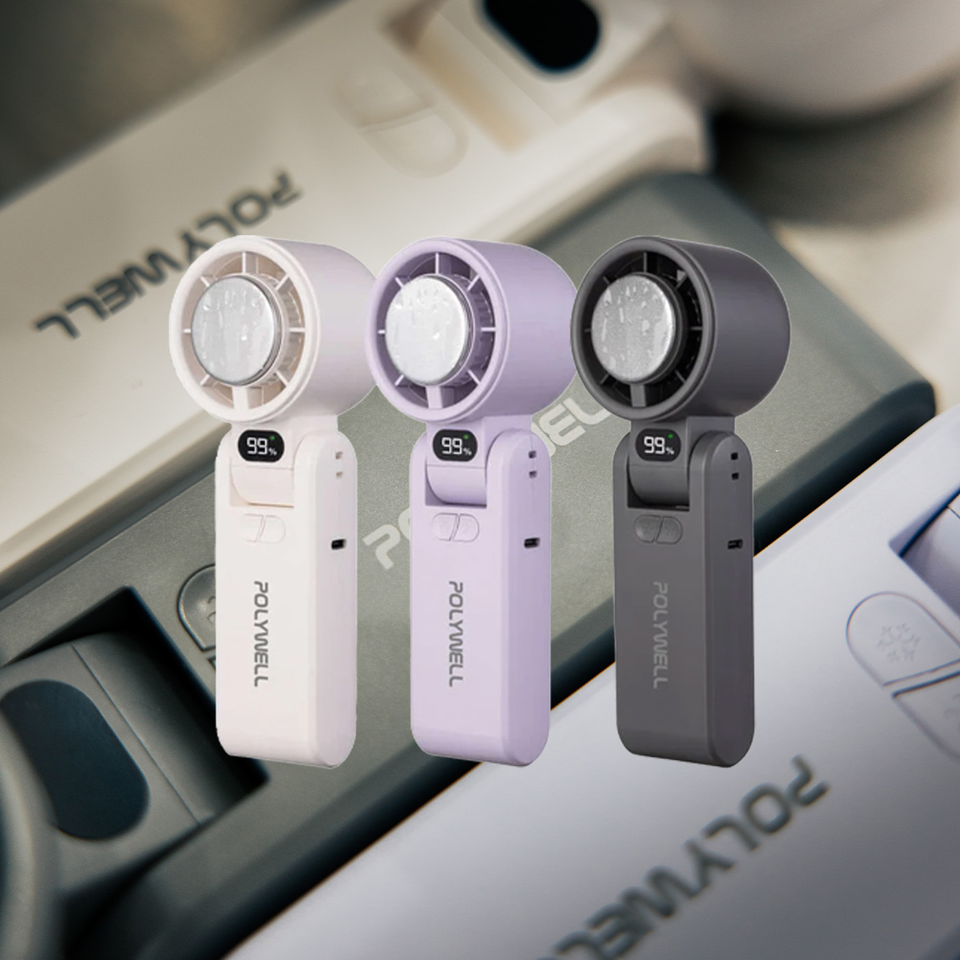 POLYWELL 折疊 數顯 冰敷風扇 半導體製冷