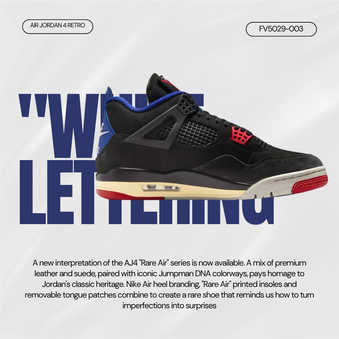 Air Jordan 4 "White Lettering" 黑紅藍 男鞋 FV5029-003