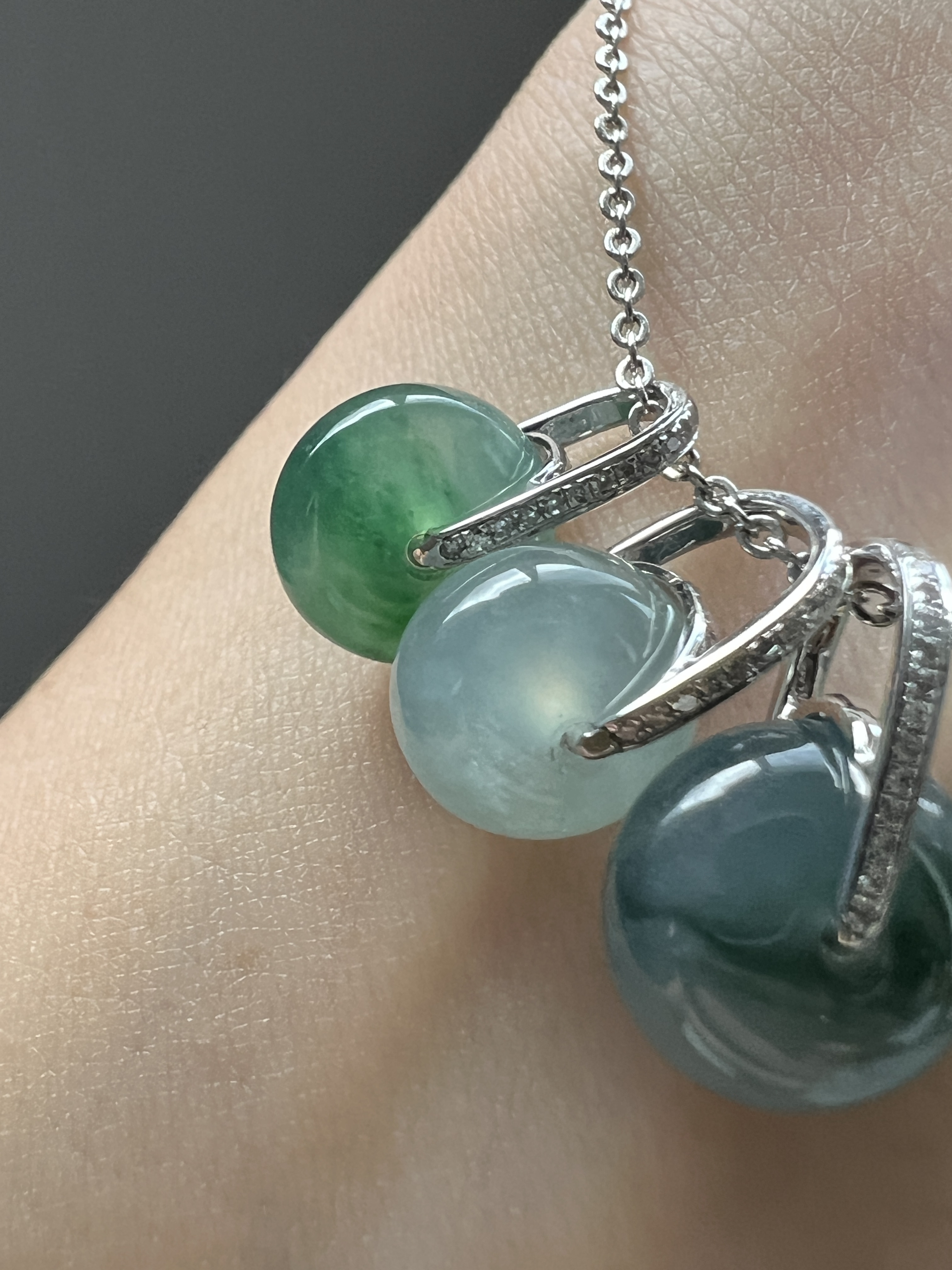 18k真鑽鑲嵌鼓珠吊墜-綠