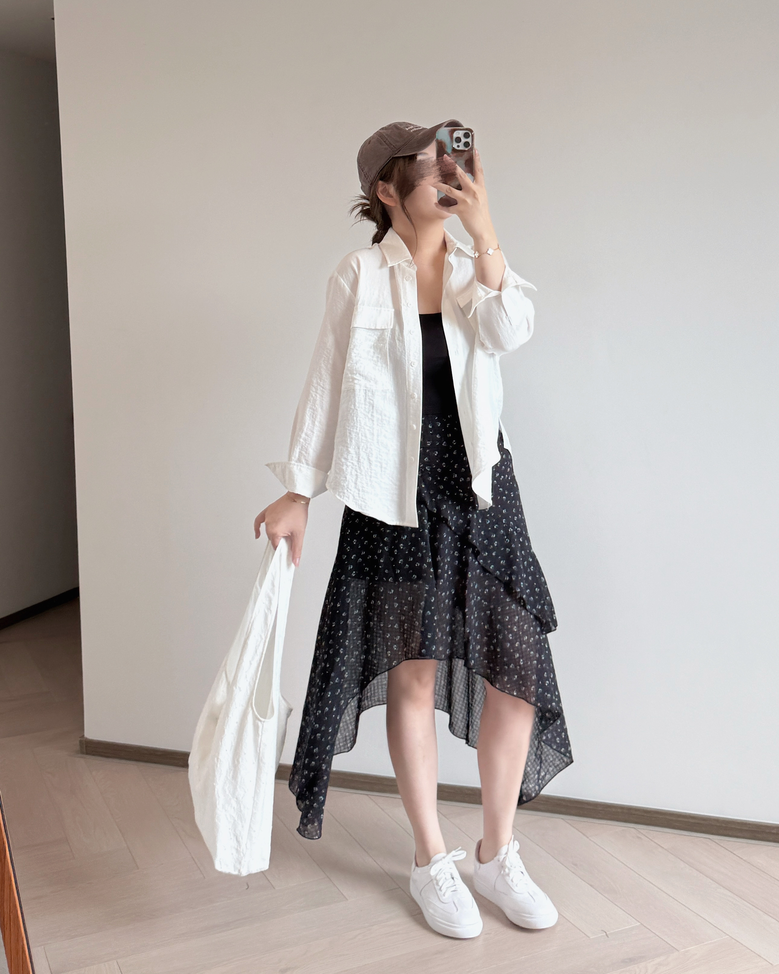 現貨 7243 黑色碎花半身裙