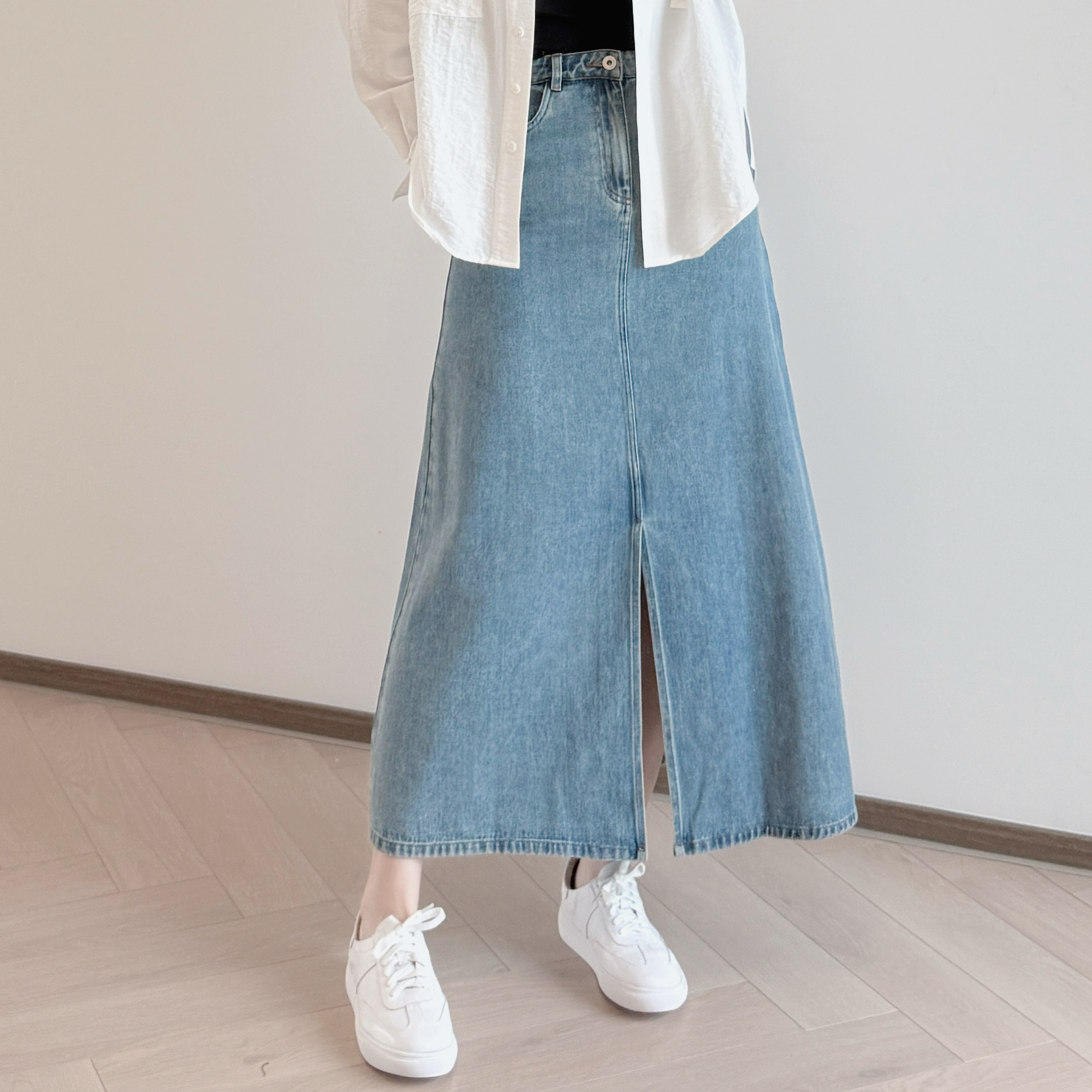 現貨 7229 衣櫃裏的必備款！百搭高腰顯瘦 牛仔裙