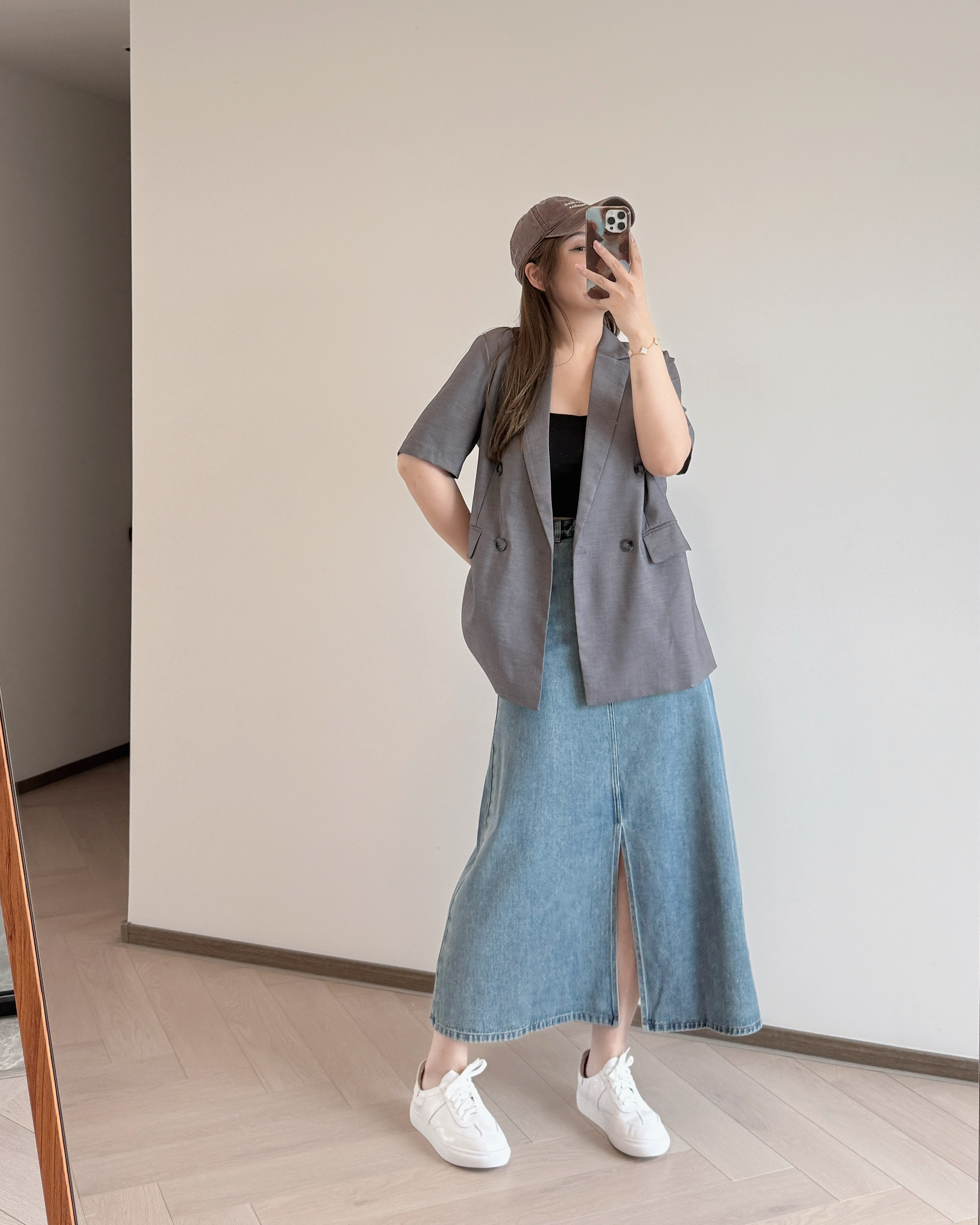 現貨 7229 衣櫃裏的必備款！百搭高腰顯瘦 牛仔裙