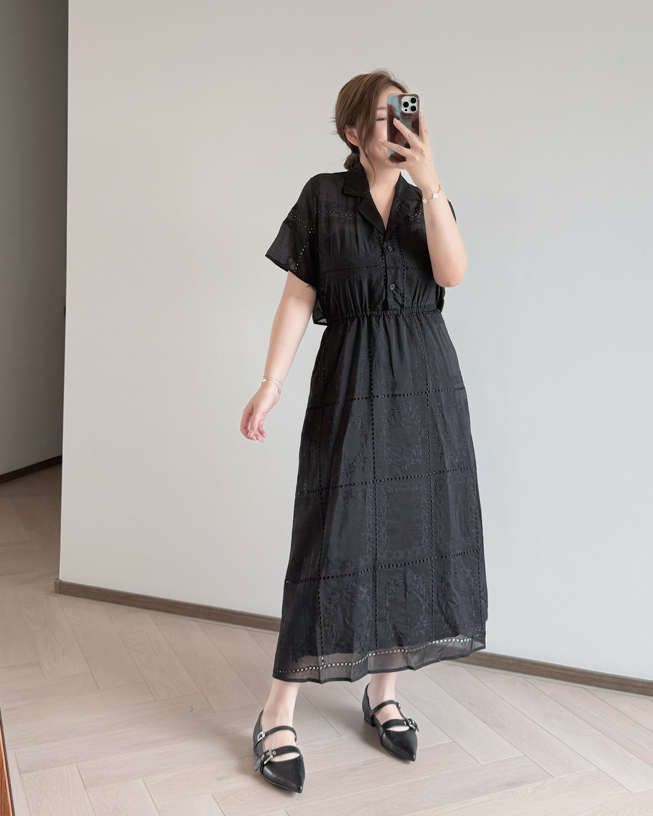 現貨 7216 透黑重工刺繡連身裙