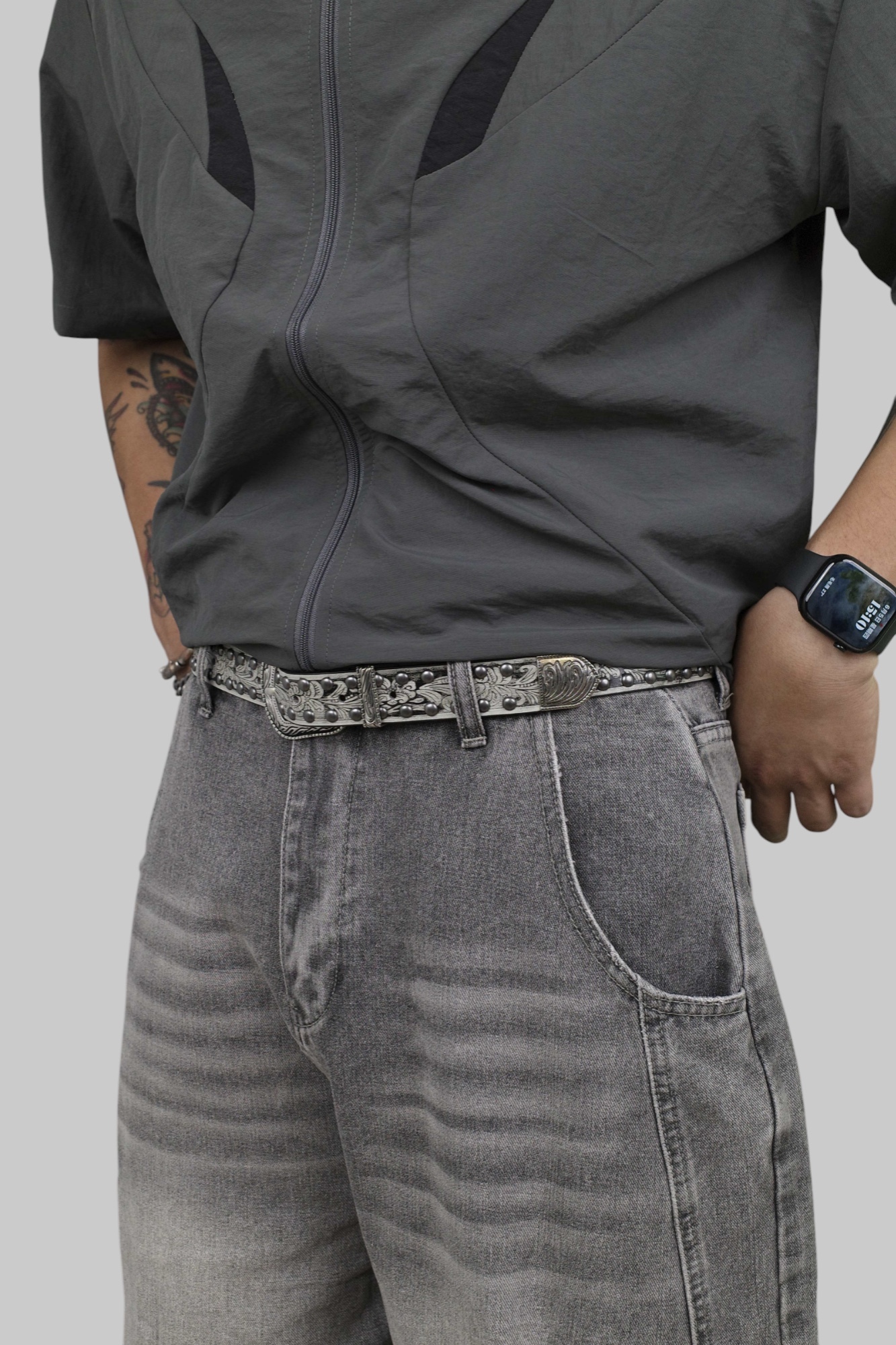 『Always_Good』頹廢風 鉚釘 壓花 做舊 皮帶