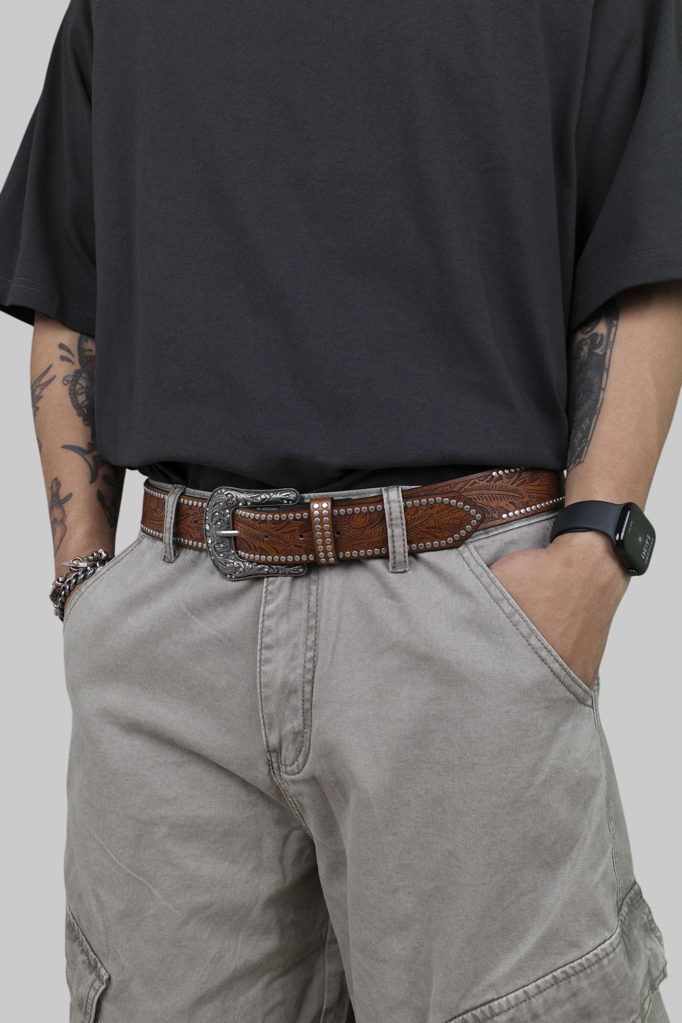 『Always_Good』雕花 鉚釘 做舊 皮帶