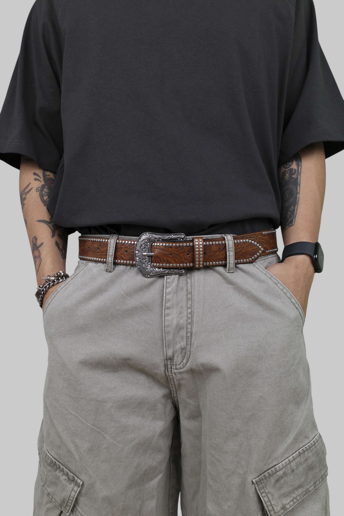 『Always_Good』雕花 鉚釘 做舊 皮帶