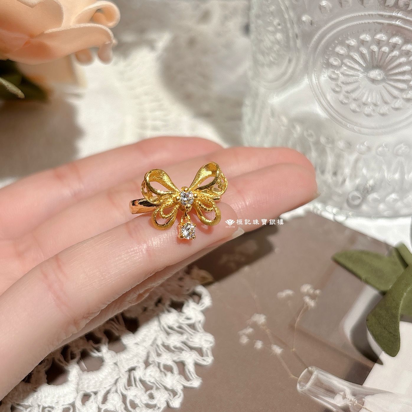 心動蝴蝶結 黃金戒指