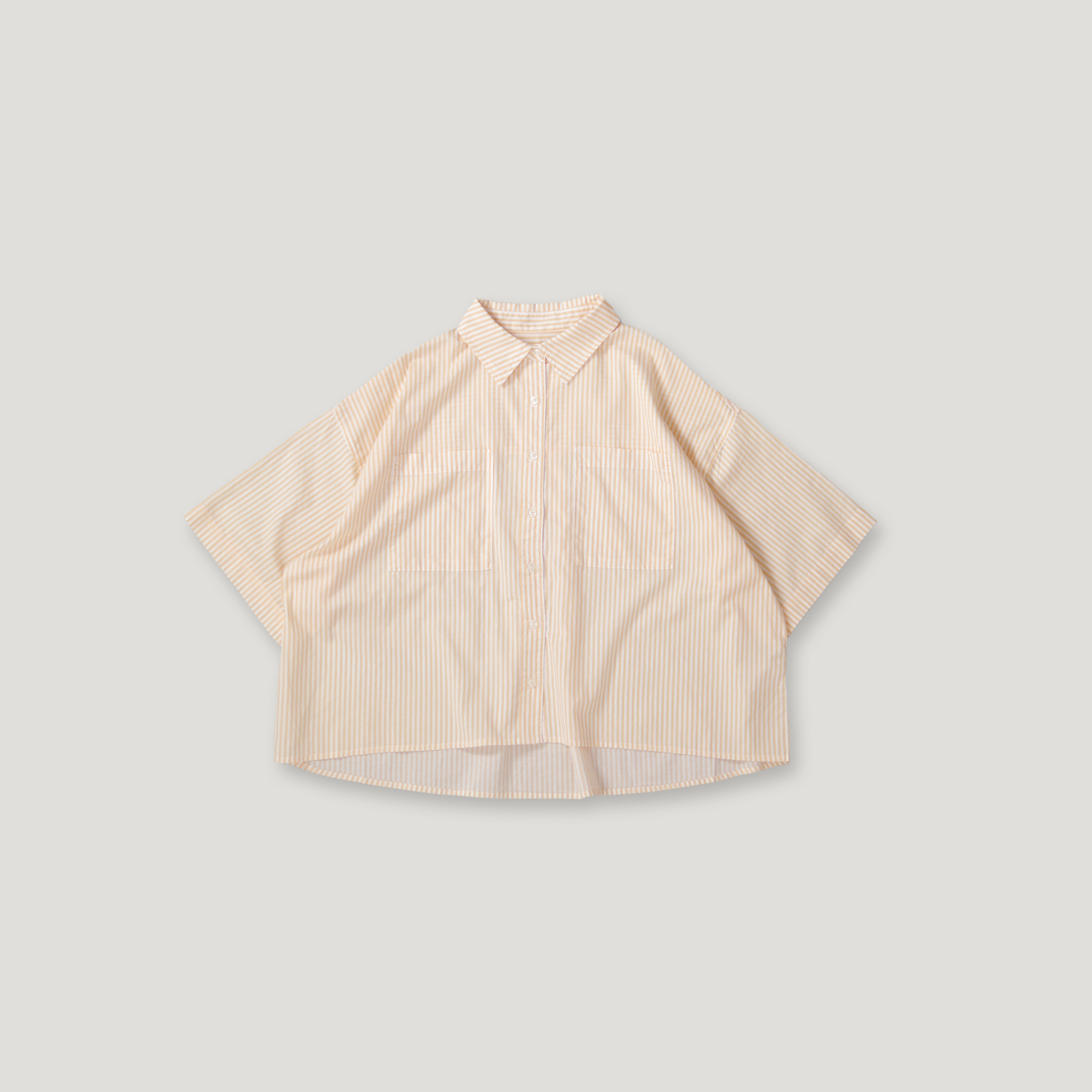 J.P.L. 尖領半袖豎紋箱型襯衫 ╭ 5色 ╮