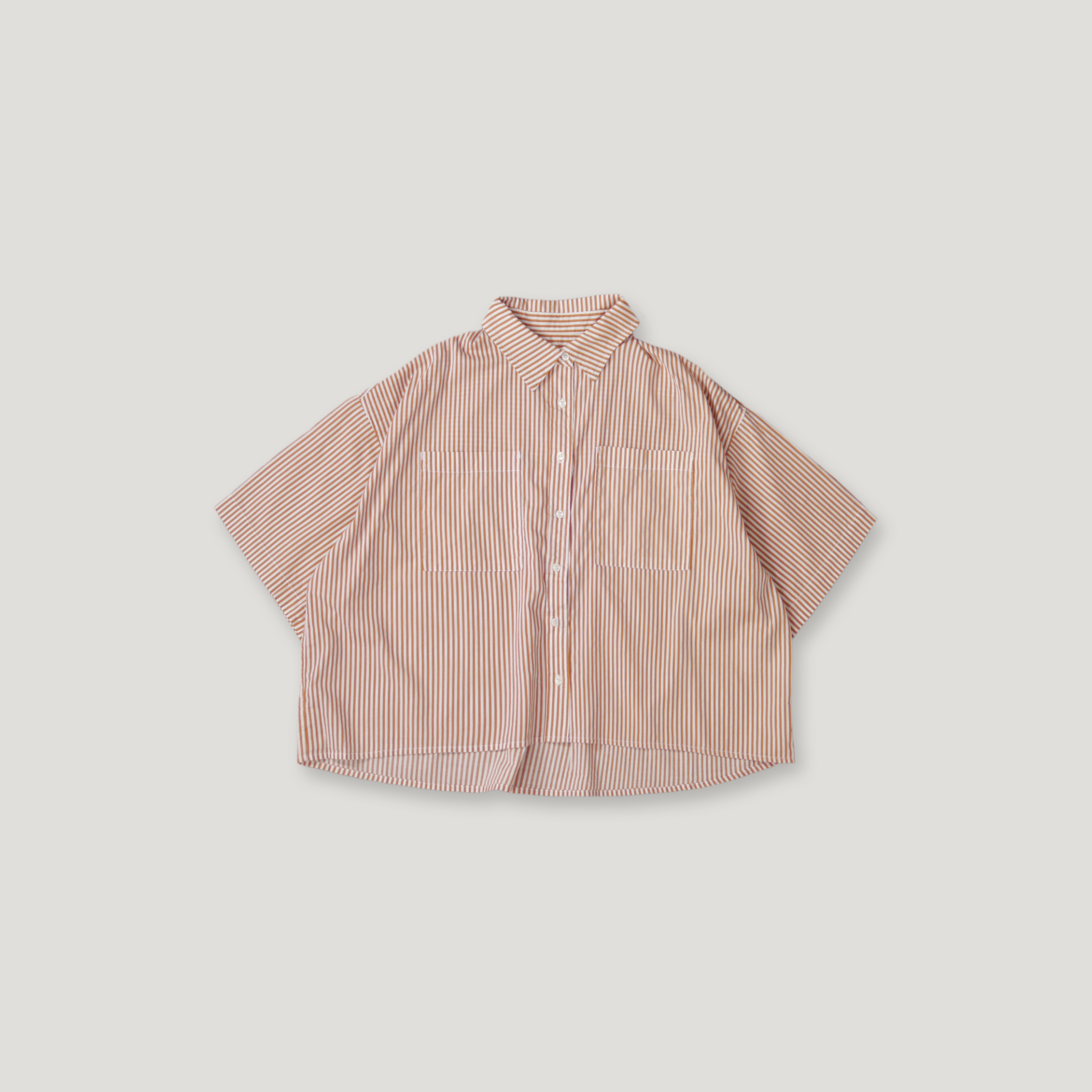 J.P.L. 尖領半袖豎紋箱型襯衫 ╭ 5色 ╮