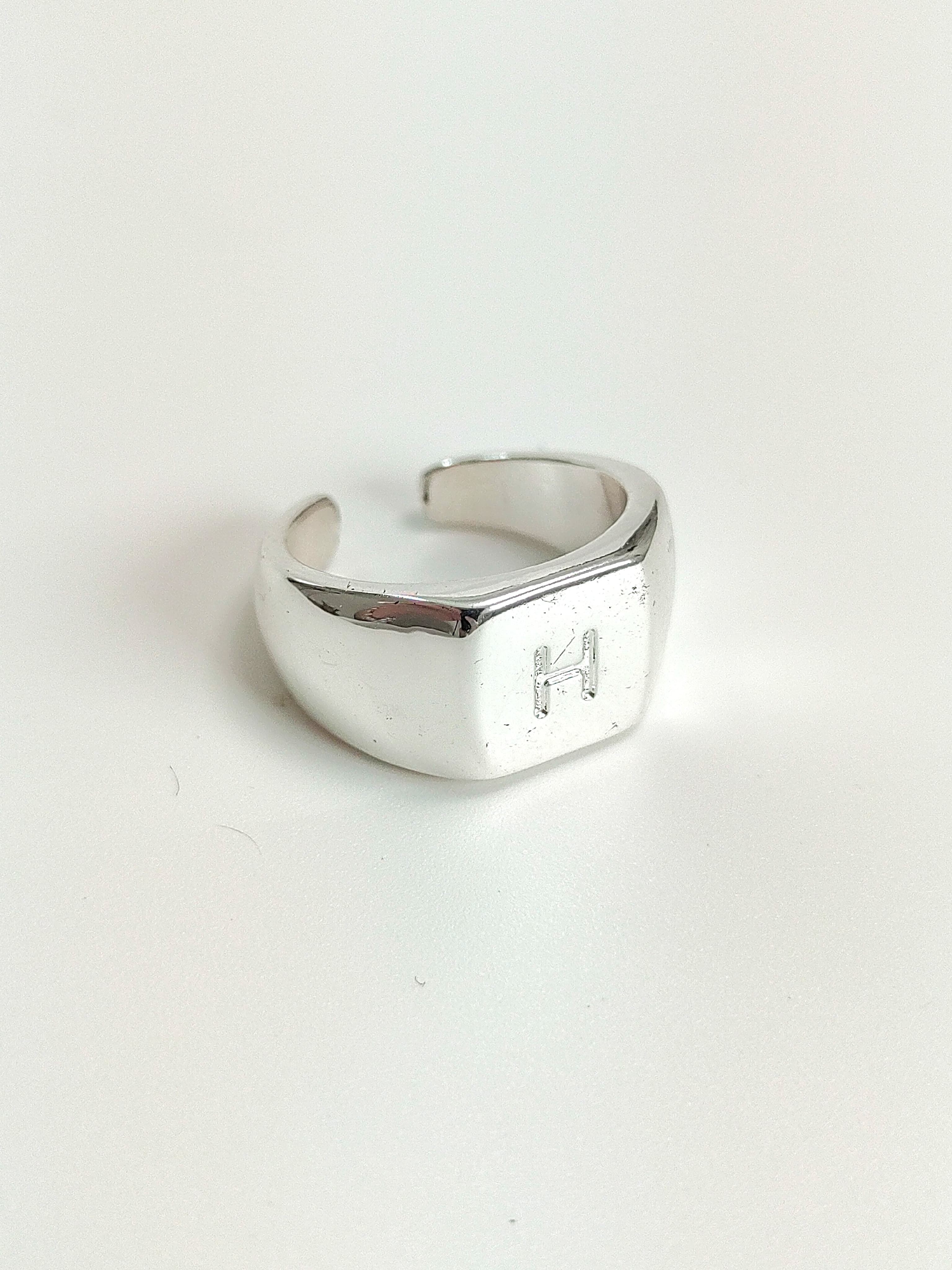 H字母開口銀戒指（現貨款式）