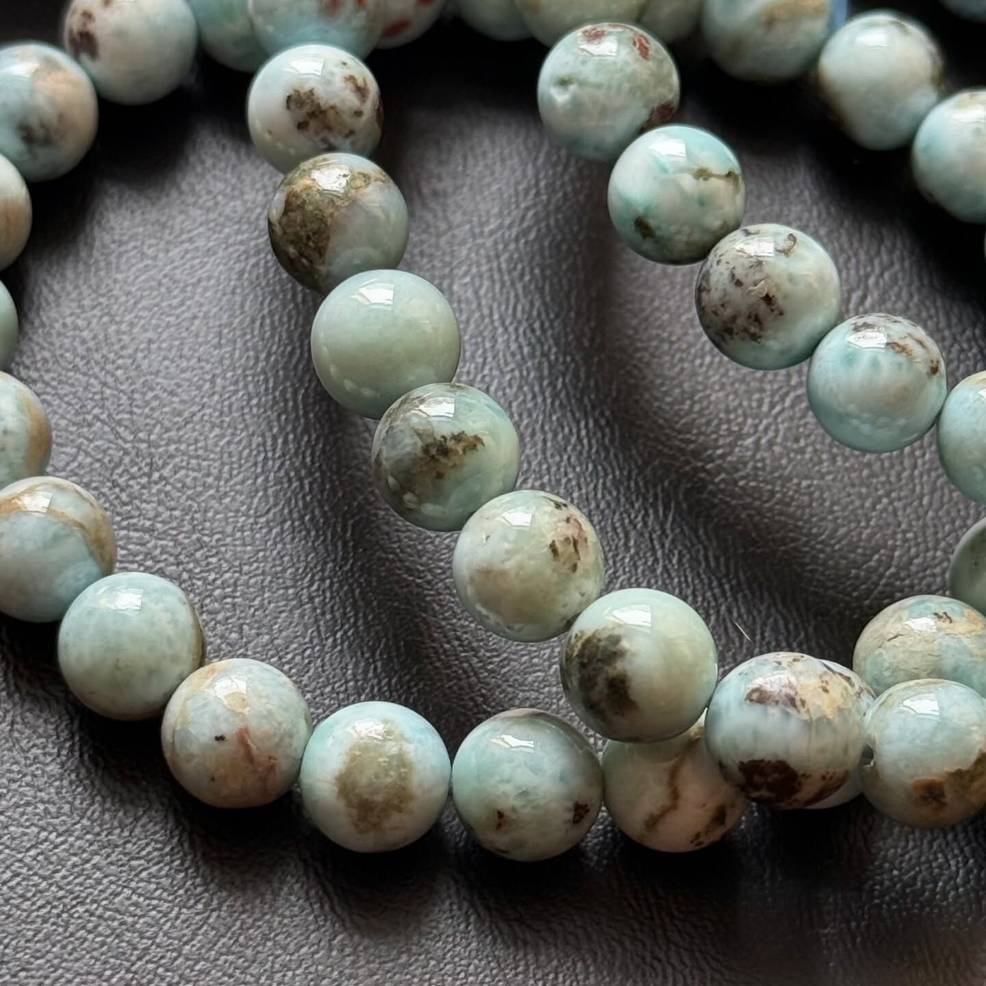 [原石] 拉利瑪海紋石 帶母岩 水晶手串