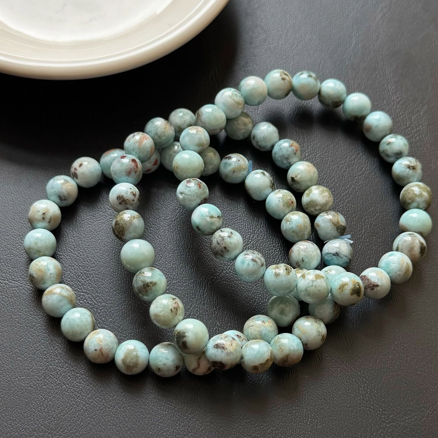 [原石] 拉利瑪海紋石 帶母岩 水晶手串