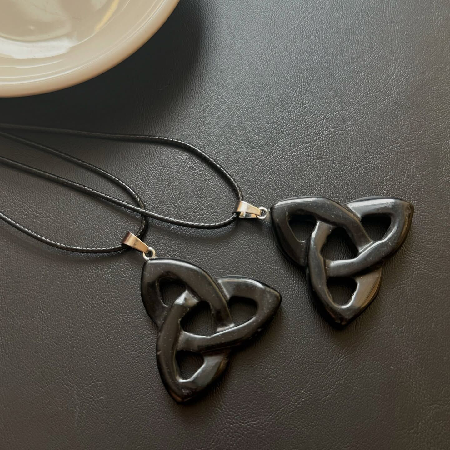 [原石] 黑曜石 三位一體 水晶項鏈