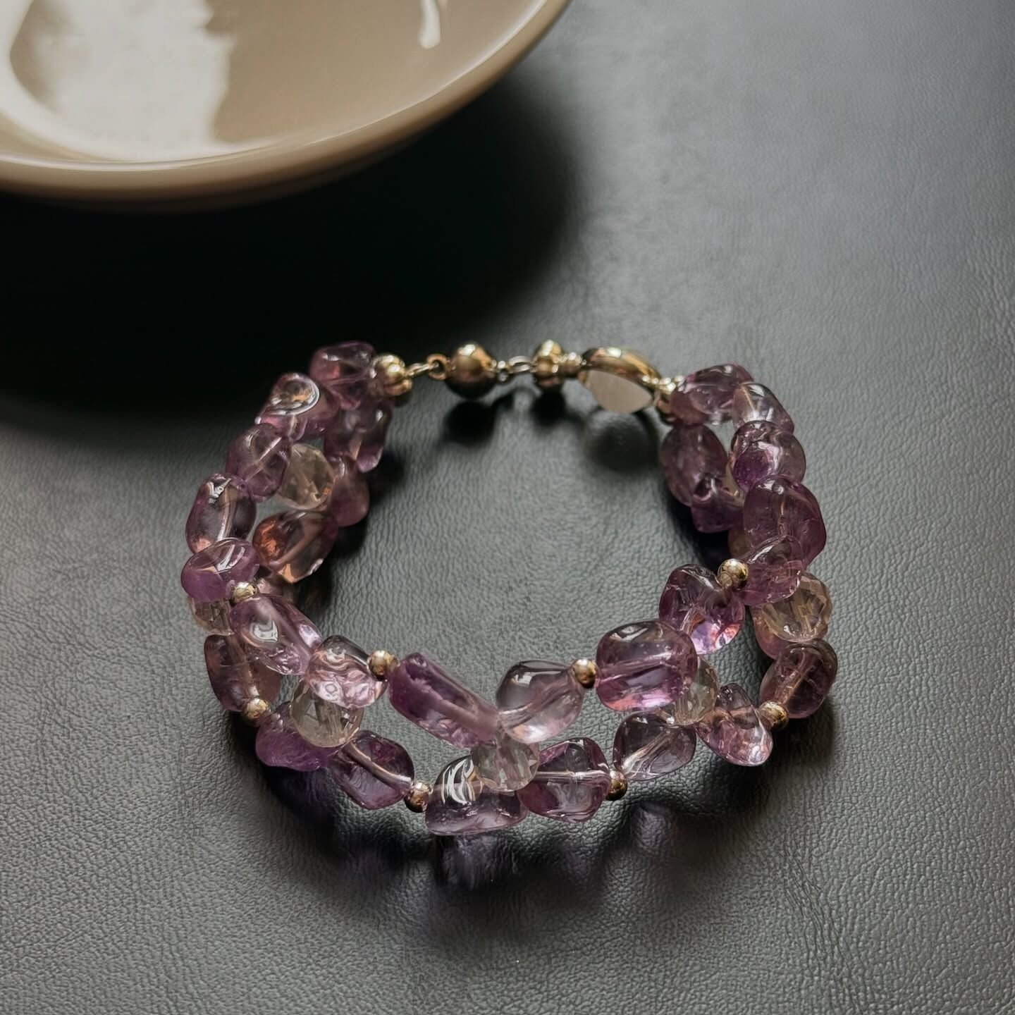 [原石] 紫水晶 彈性繩+磁吸式扣環 設計款手串