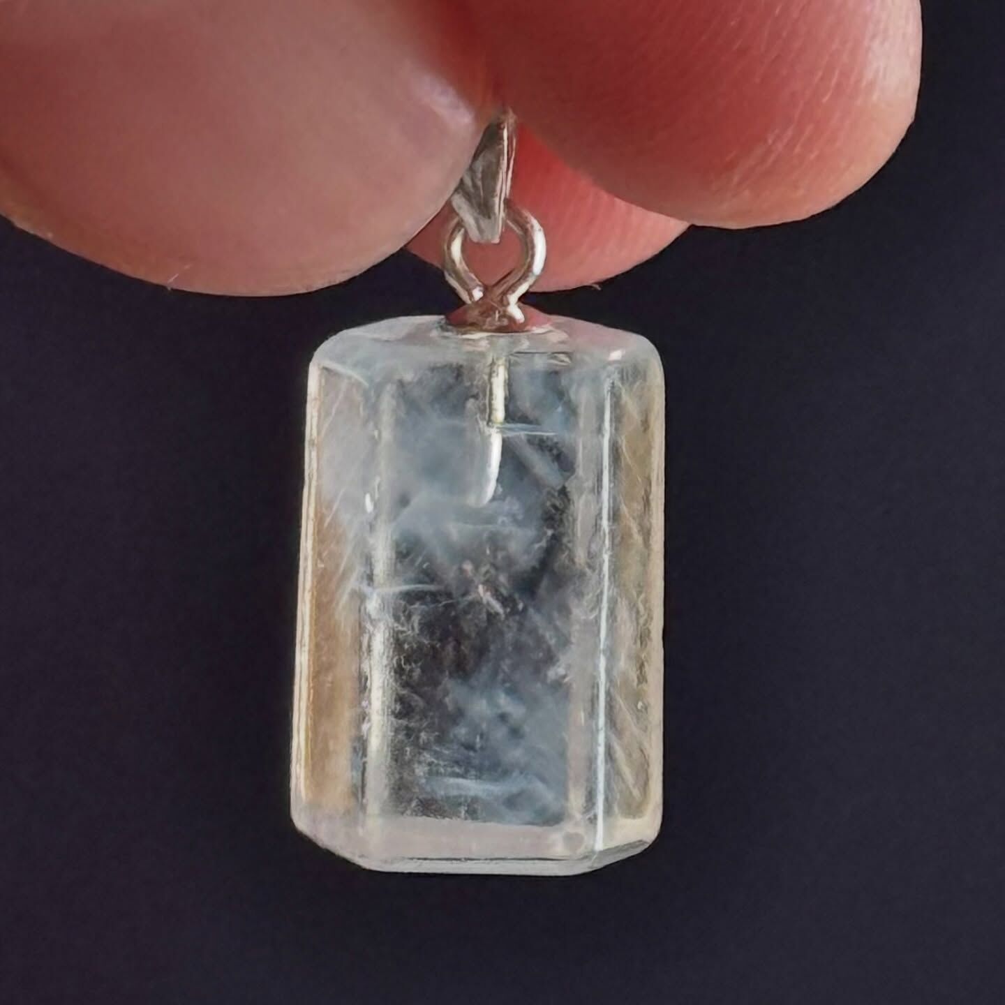 [原石] 藍針水晶 925銀墜頭 水晶項鍊吊墜