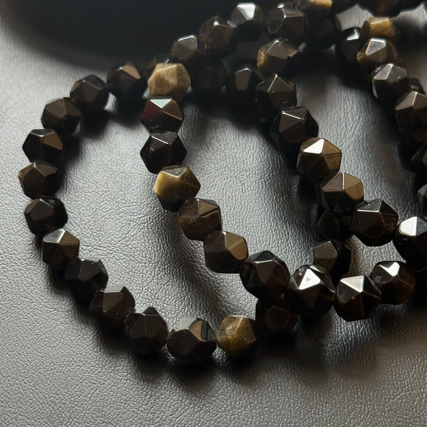 [原石] 金曜石 菱形水晶手串