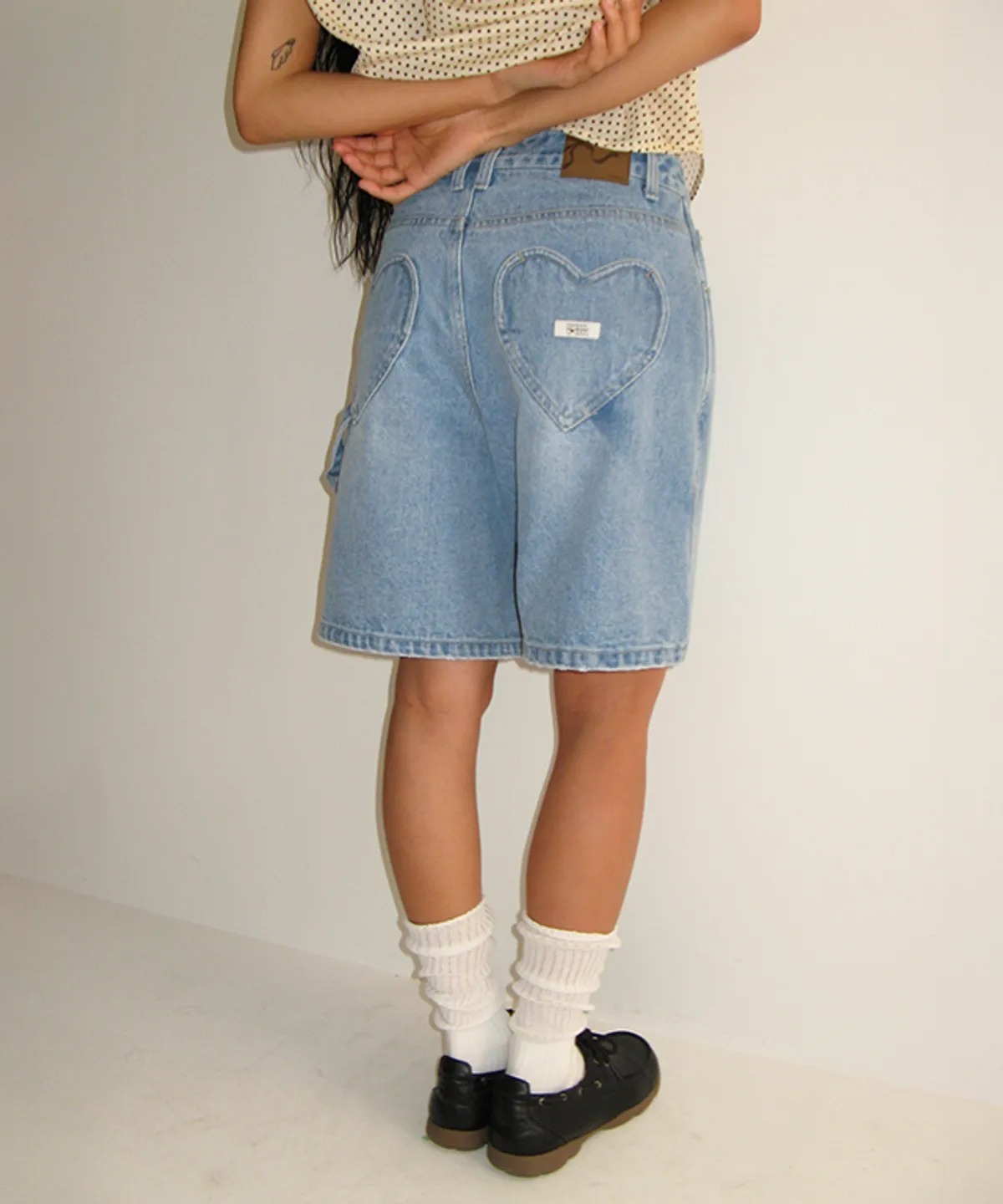 RONRON HEART POCKET CARPENTER SHORT DENIM PANTS