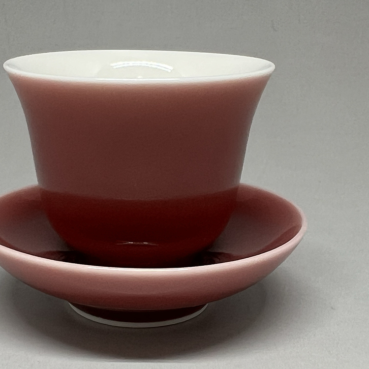 茶香自在】曉芳窯蔡曉芳大師桃紅釉品茗對杯含托