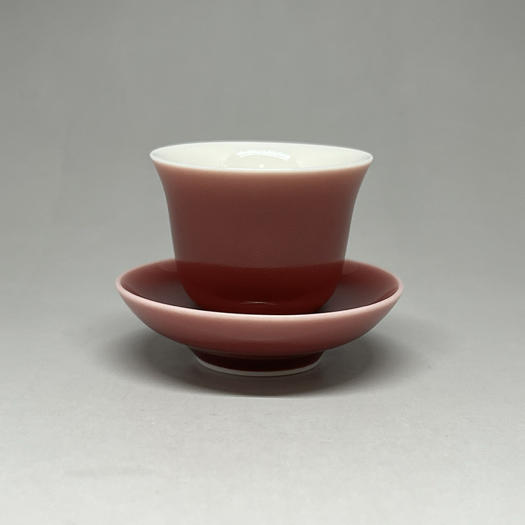 茶香自在】曉芳窯蔡曉芳大師桃紅釉品茗對杯含托
