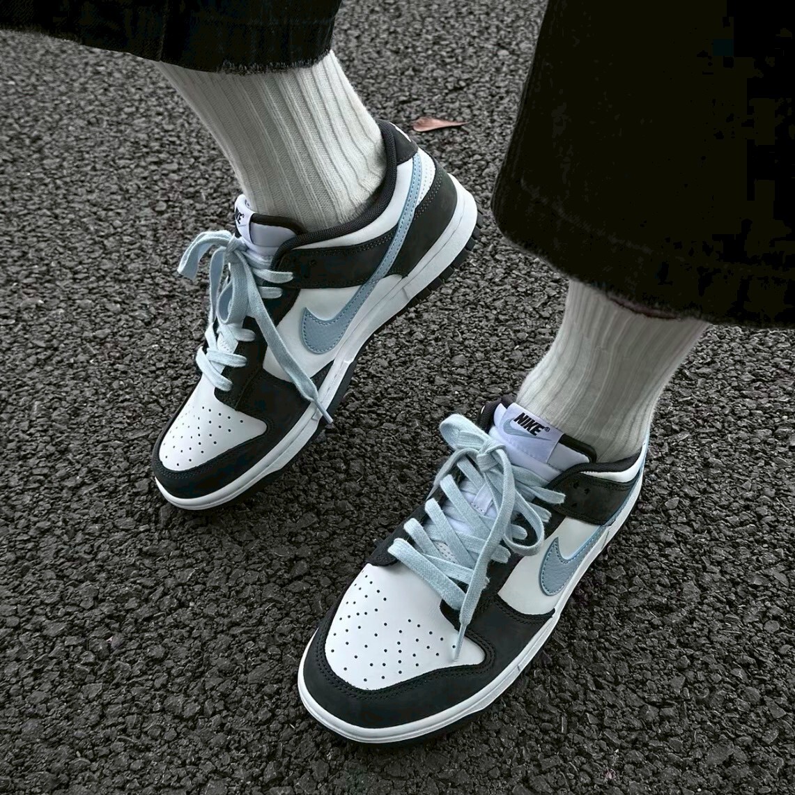 Nike Dunk Low "Midnight Navy" 午夜藍 深灰黑 水藍勾 麂皮 拼接 低筒休閒鞋